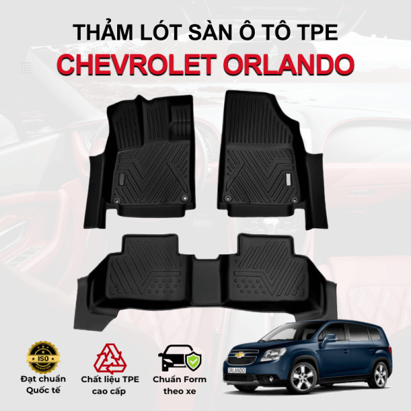Thảm lót sàn xe ô tô Chevrolet Orlando chất liệu TPE khuôn đúc nguyên khối tràn viền cao cấp
