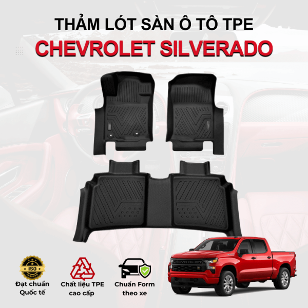 Thảm lót sàn xe ô tô Chevrolet Silverado chất liệu TPE khuôn đúc nguyên khối tràn viền cao cấp