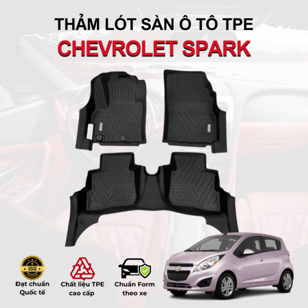 Thảm lót sàn xe ô tô Chevrolet Spark chất liệu TPE khuôn đúc nguyên khối tràn viền cao cấp