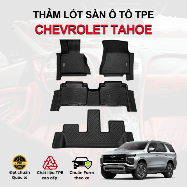 Thảm lót sàn xe ô tô Chevrolet Tahoe chất liệu TPE khuôn đúc nguyên khối tràn viền cao cấp