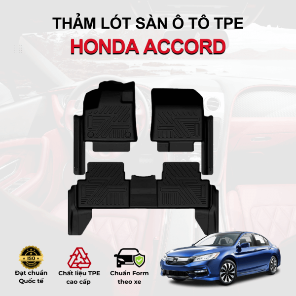 Thảm lót sàn xe ô tô Honda Accord chất liệu TPE khuôn đúc nguyên khối tràn viền cao cấp