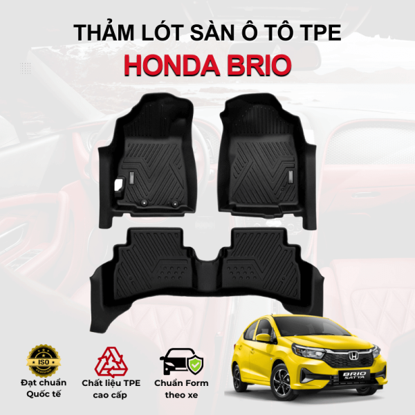 Thảm lót sàn xe ô tô Honda Brio chất liệu TPE khuôn đúc nguyên khối tràn viền cao cấp