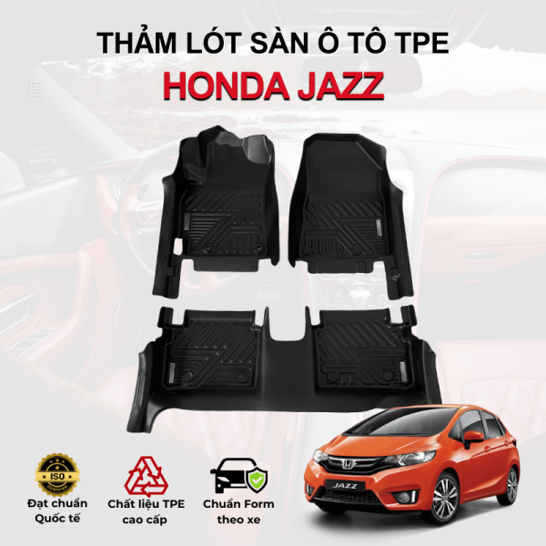 Thảm lót sàn xe ô tô Honda Jazz chất liệu TPE khuôn đúc nguyên khối tràn viền cao cấp