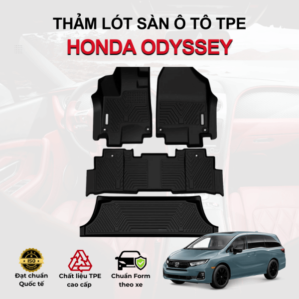 Thảm lót sàn xe ô tô Honda Odyssey chất liệu TPE khuôn đúc nguyên khối tràn viền cao cấp
