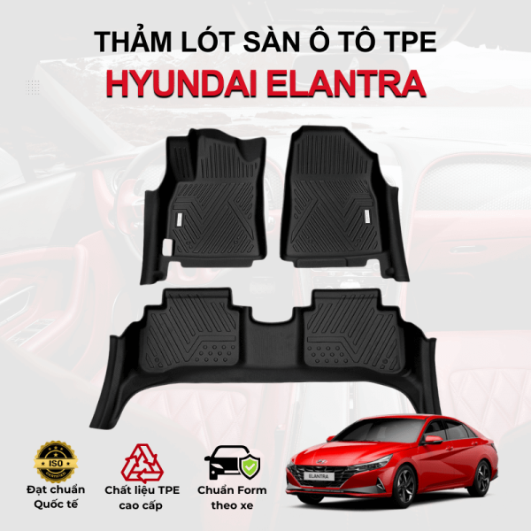 Bộ thảm lót sàn ô tô Hyundai Elantra chất liệu TPE
