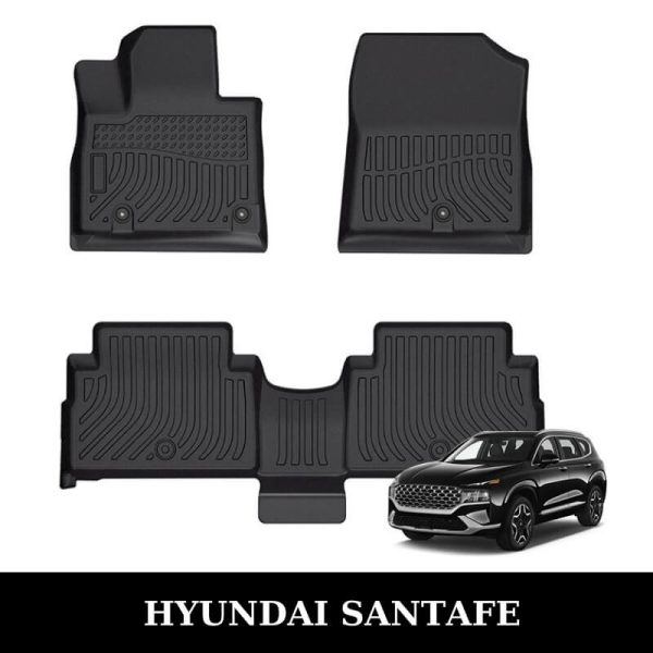 Thảm lót sàn xe ô tô Hyundai Santa Fe chất liệu TPE khuôn đúc nguyên khối tràn viền cao cấp