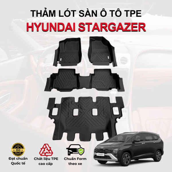 Thảm lót sàn xe ô tô Hyundai Stargazer chất liệu TPE khuôn đúc nguyên khối tràn viền cao cấp