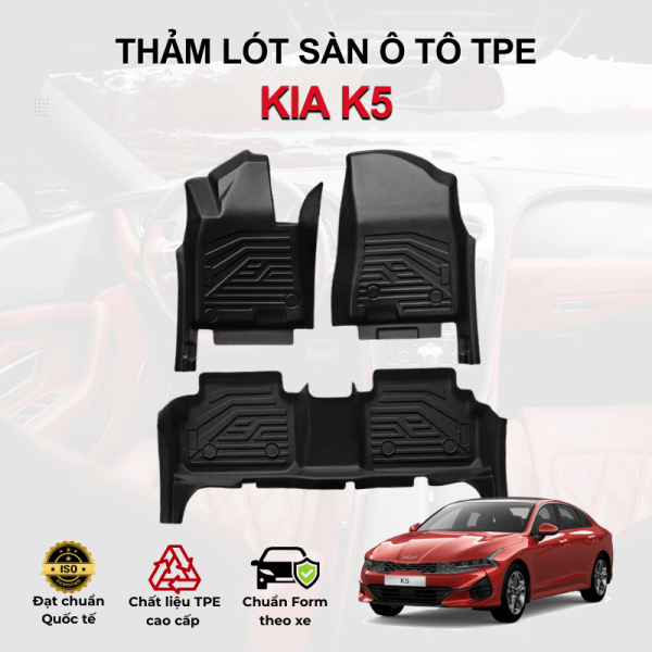 Thảm lót sàn xe ô tô KIA K5 chất liệu TPE khuôn đúc nguyên khối tràn viền cao cấp