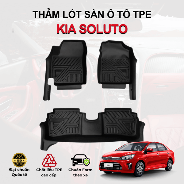 Thảm lót sàn xe ô tô KIA Soluto chất liệu TPE khuôn đúc nguyên khối tràn viền cao cấp