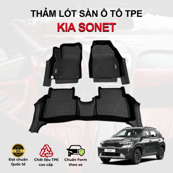 Thảm lót sàn xe ô tô KIA Sonet chất liệu TPE khuôn đúc nguyên khối tràn viền cao cấp