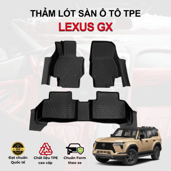 Thảm lót sàn xe ô tô Lexus GX chất liệu TPE khuôn đúc nguyên khối tràn viền cao cấp