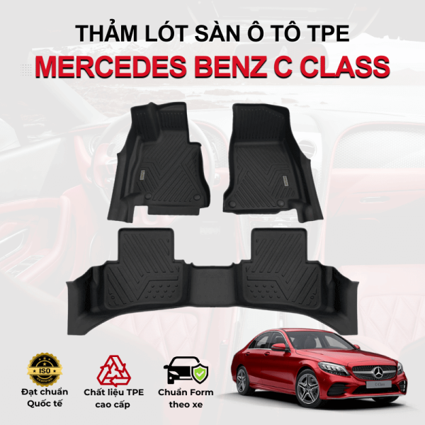 Thảm lót sàn xe ô tô Mercedes Benz C Class chất liệu TPE khuôn đúc nguyên khối tràn viền cao cấp