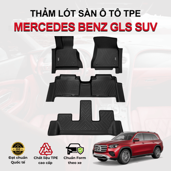 Thảm lót sàn xe ô tô Mercedes Benz GLS SUV chất liệu TPE khuôn đúc nguyên khối tràn viền cao cấp