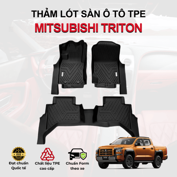 Thảm lót sàn xe ô tô Mitsubishi Triton chất liệu TPE khuôn đúc nguyên khối tràn viền cao cấp
