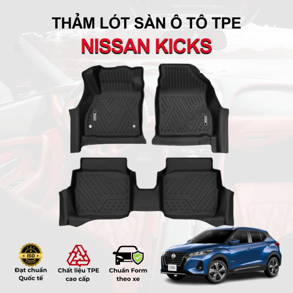 Thảm lót sàn xe ô tô Nissan Kicks chất liệu TPE khuôn đúc nguyên khối tràn viền cao cấp