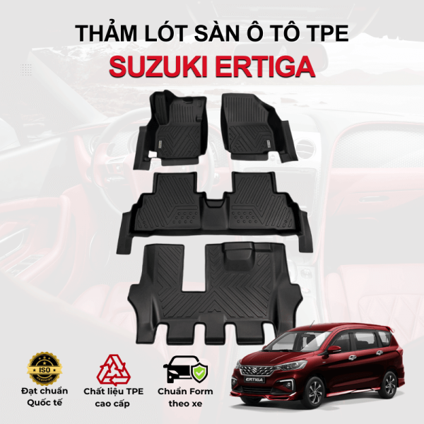 Thảm lót sàn xe ô tô Suzuki Ertiga chất liệu TPE khuôn đúc nguyên khối tràn viền cao cấp