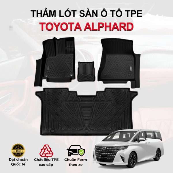 Thảm lót sàn xe ô tô Toyota Alphard chất liệu TPE khuôn đúc nguyên khối tràn viền cao cấp