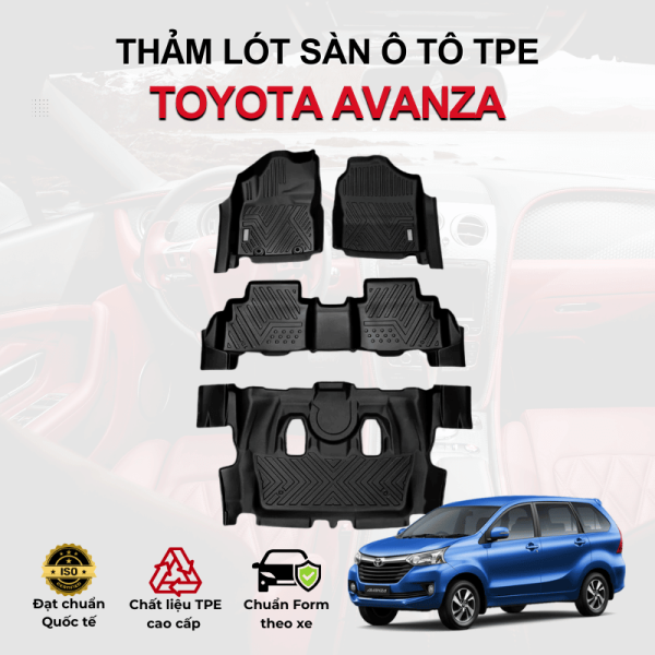 Thảm lót sàn xe ô tô Toyota Avanza chất liệu TPE khuôn đúc nguyên khối tràn viền cao cấp