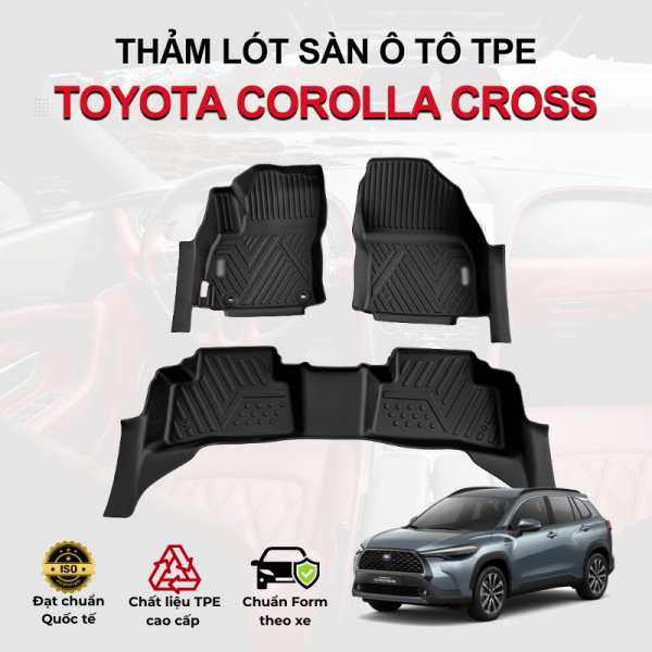 Thảm lót sàn xe ô tô Toyota Corolla Cross chất liệu TPE khuôn đúc nguyên khối tràn viền cao cấp