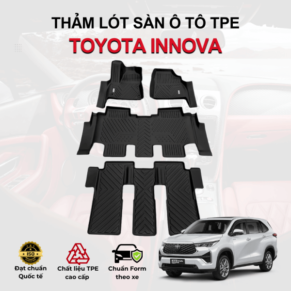 Thảm lót sàn xe ô tô Toyota Innova chất liệu TPE khuôn đúc nguyên khối tràn viền cao cấp