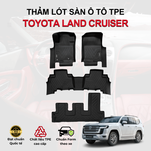 Thảm lót sàn xe ô tô Toyota Land Cruiser chất liệu TPE khuôn đúc nguyên khối tràn viền cao cấp