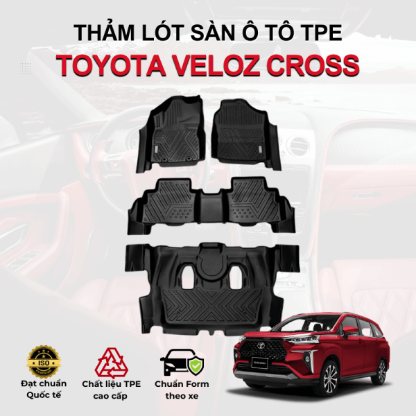 Thảm lót sàn xe ô tô Toyota Veloz Cross chất liệu TPE khuôn đúc nguyên khối tràn viền cao cấp