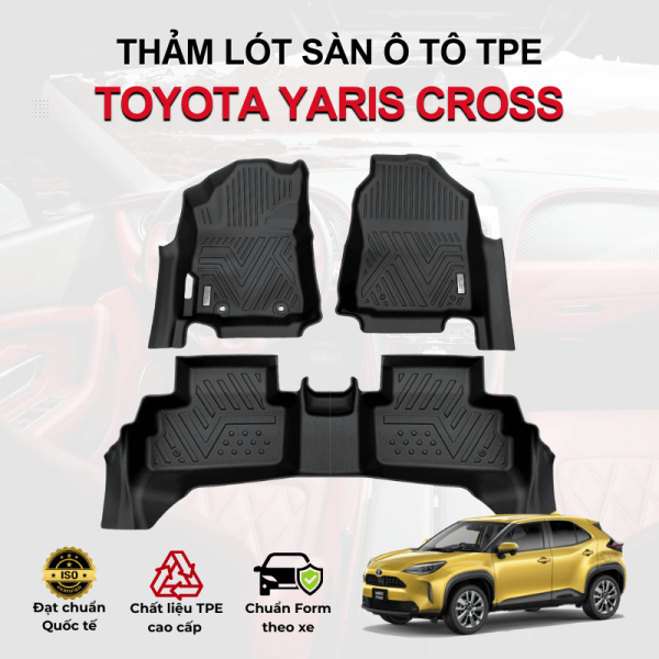 Thảm lót sàn xe ô tô Toyota Yaris Cross chất liệu TPE khuôn đúc nguyên khối tràn viền cao cấp