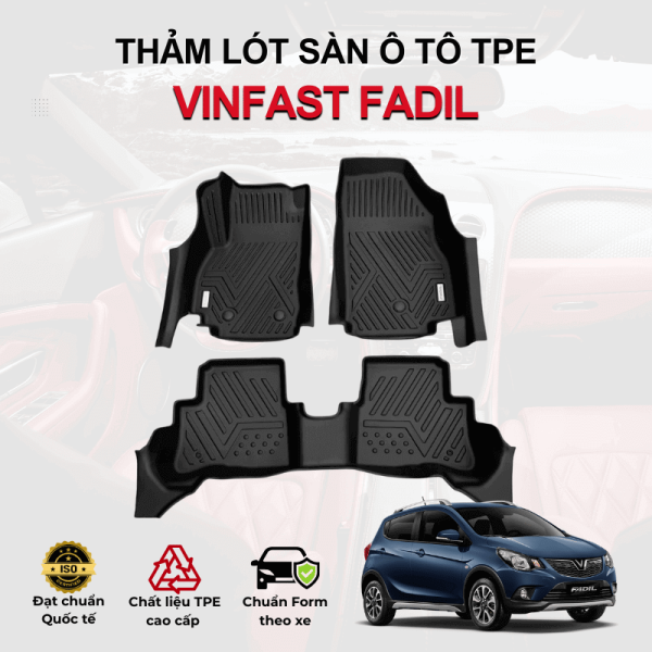 Thảm lót sàn xe ô tô VinFast Fadil chất liệu TPE khuôn đúc nguyên khối tràn viền cao cấp