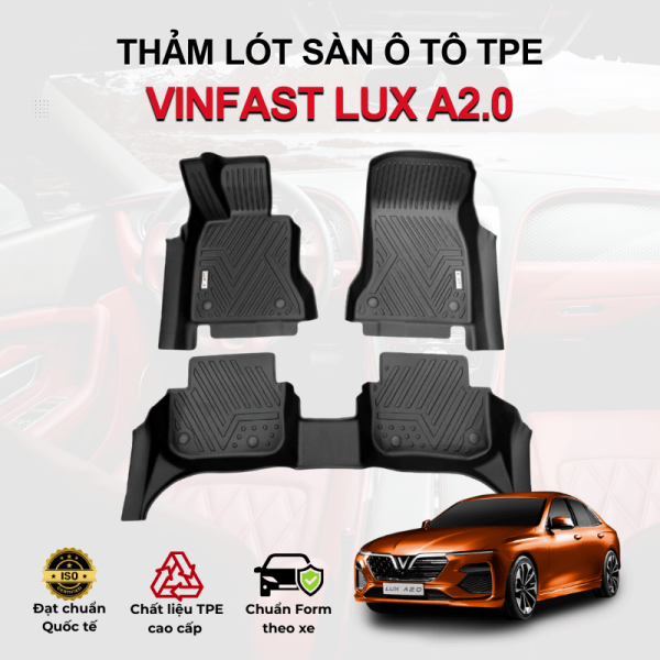 Thảm lót sàn xe ô tô VinFast Lux A2.0 chất liệu TPE khuôn đúc nguyên khối tràn viền cao cấp