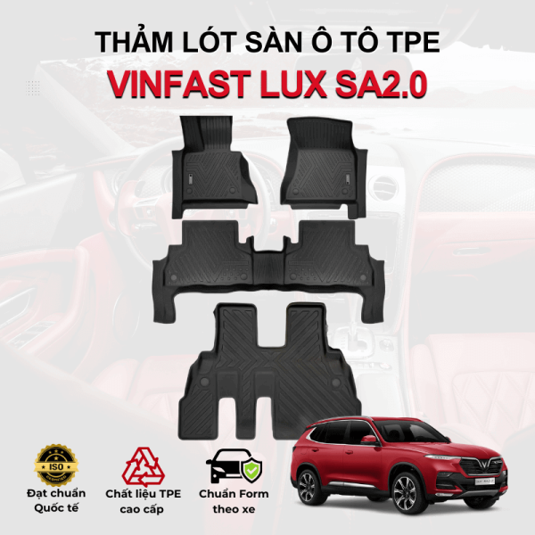 Thảm lót sàn xe ô tô VinFast Lux SA2.0 chất liệu TPE khuôn đúc nguyên khối tràn viền cao cấp