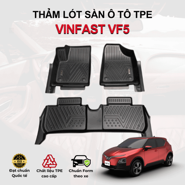 Thảm lót sàn xe ô tô VinFast VF5 chất liệu TPE khuôn đúc nguyên khối tràn viền cao cấp