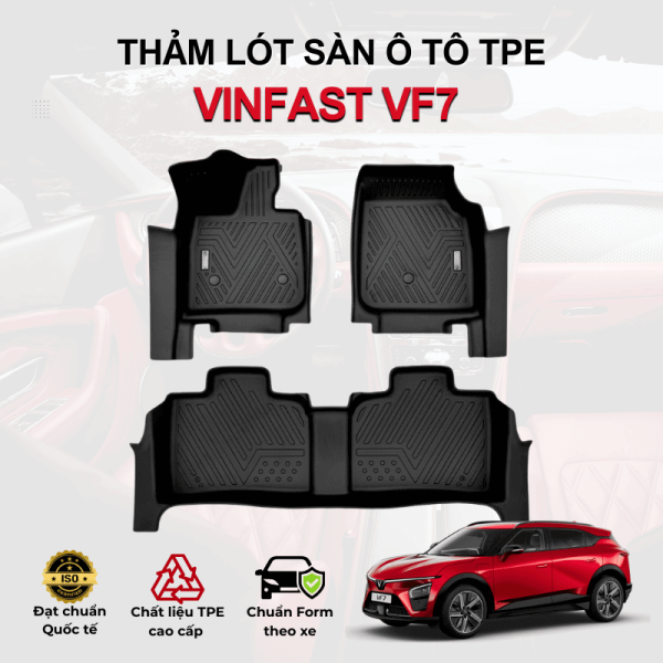 Thảm lót sàn xe ô tô VinFast VF7 chất liệu TPE khuôn đúc nguyên khối tràn viền cao cấp