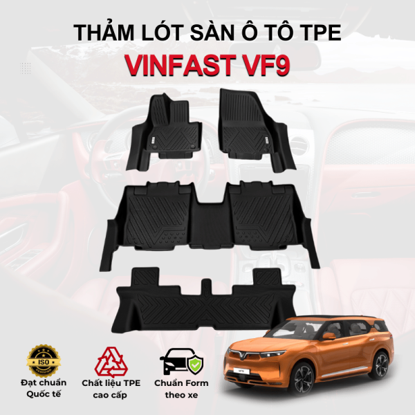 Thảm lót sàn xe ô tô VinFast VF9 chất liệu TPE khuôn đúc nguyên khối tràn viền cao cấp
