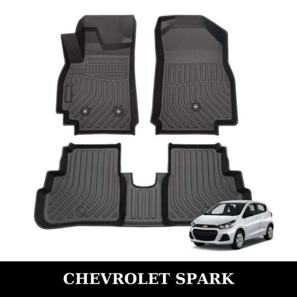 Thảm lót sàn xe ô tô Chevrolet Spark chất liệu TPE khuôn đúc nguyên khối tràn viền cao cấp