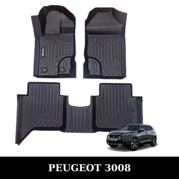 Thảm lót sàn xe ô tô Peugeot 3008 chất liệu TPE khuôn đúc nguyên khối tràn viền cao cấp