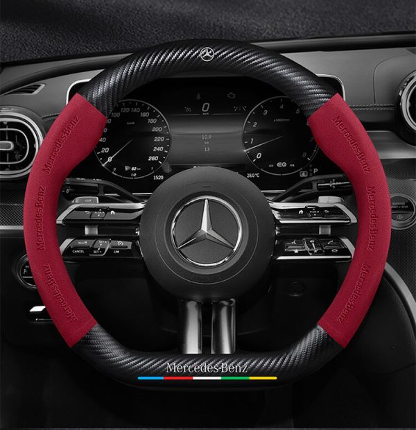 Bọc vô lăng xe Mercedes da lộn & sợi Carbon