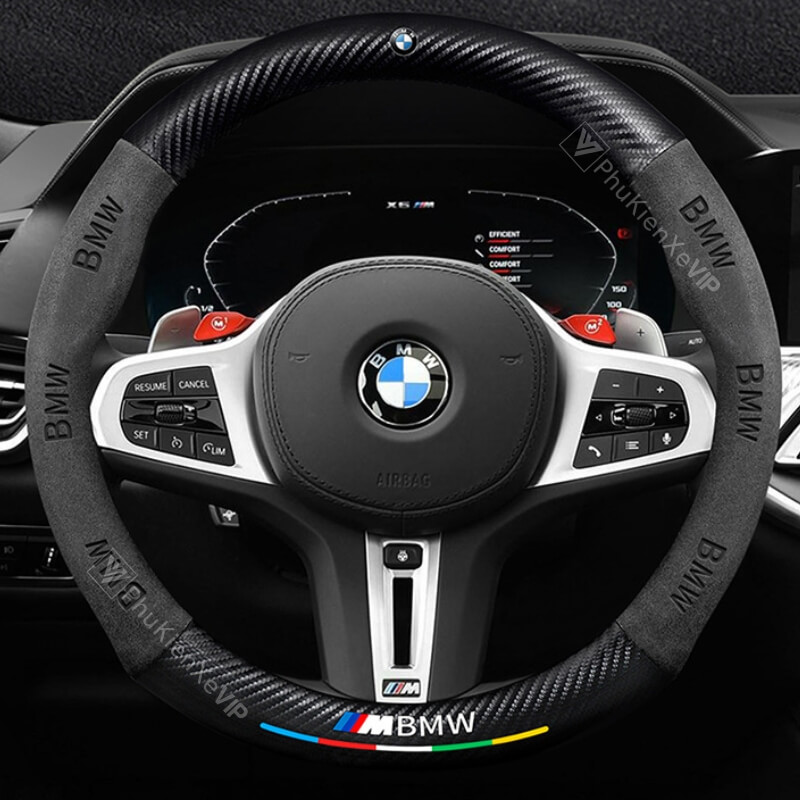 Bọc vô lăng các dòng xe BMW chất liệu da lộn & vân carbon