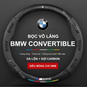 Bọc vô lăng xe BMW Convertible da lộn 3D & sợi Carbon cao cấp