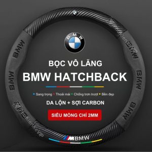 Bọc vô lăng BMW Hatchback chất liệu Da lộn 3D & sợi Carbon đẳng cấp