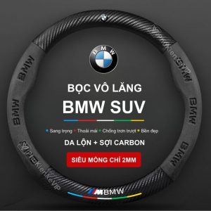 Bọc vô lăng BMW SUV chất liệu Da lộn 3D & sợi Carbon chính hãng