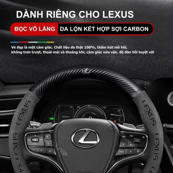 Bọc vô lăng Lexus chất liệu Da lộn 3D & sợi Carbon