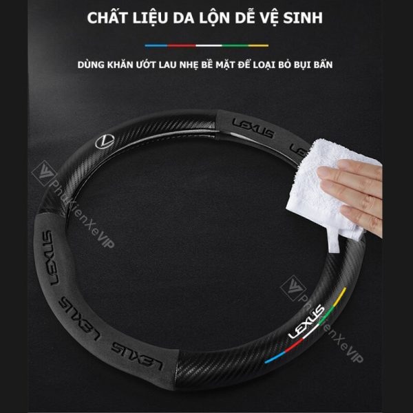 Bọc vô lăng xe Lexus chất liệu Da lộn 3D & sợi Carbon