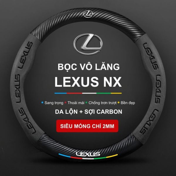 Bọc vô lăng Lexus NX chất liệu Da lộn 3D & sợi Carbon