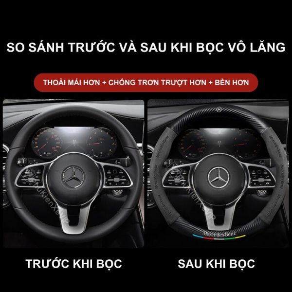 Bọc vô lăng Mercedes chất liệu Da lộn 3D & sợi Carbon