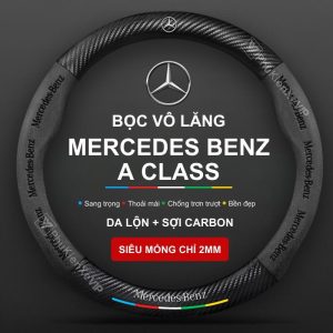 Bọc vô lăng Mercedes Benz A Class chất liệu Da lộn 3D & sợi Carbon chính hãng