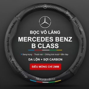 Bọc vô lăng Mercedes Benz B Class chất liệu Da lộn 3D & sợi Carbon