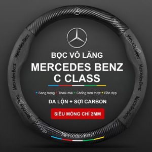 Bọc vô lăng Mercedes Benz C Class chất liệu Da lộn 3D & sợi Carbon