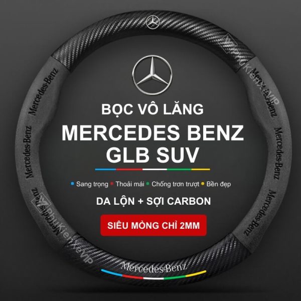 Bọc vô lăng Mercedes Benz GLB SUV chất liệu Da lộn 3D & sợi Carbon chính hãng