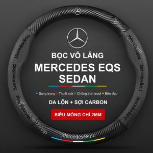 Bọc vô lăng Mercedes EQS Sedan chất liệu Da lộn 3D & sợi Carbon cao cấp