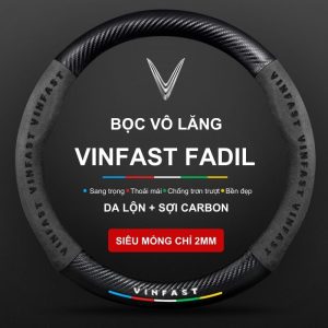 Bọc vô lăng xe VinFast Fadil Da lộn 3D & Sợi Carbon cao cấp, chính hãng